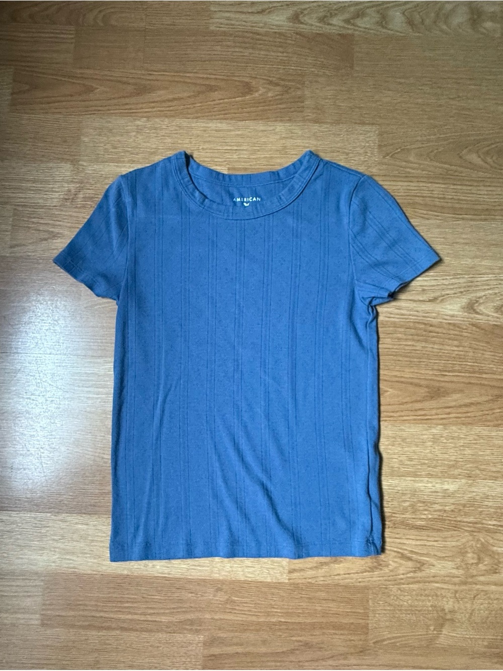 American Eagle Outfitters Blue Ribbed Short Sleeve Tee